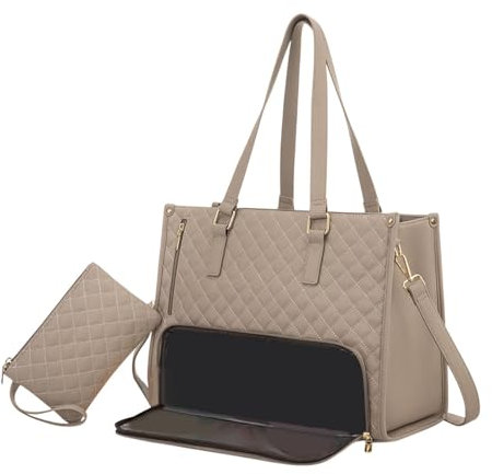 Qianly Borsa per Computer con Scomparto per Il Pranzo da Donna, Cachi