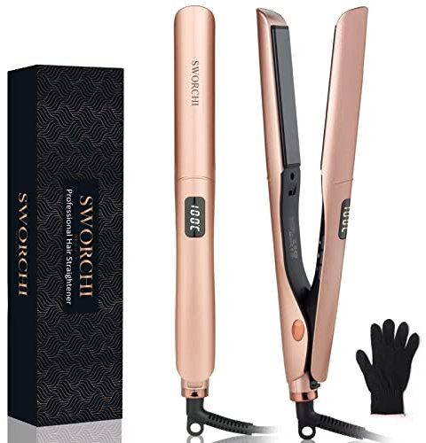 Hair Straighteners for Women 2 in 1 Hair Straightener and Curler Ceramic Plates Flat Iron with Adjustable Temperature LCD Display Straightening Styling Tool for Long Short Thick