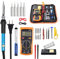 Soldering Iron Kit, 60W Adjustable Temperature 200-480℃ Welding Tools, 27Pcs Welding Tools with Digital Multimeter, Tips, Soldering Iron Stand, Tweezers, Screwdriver for Electronics Repairing