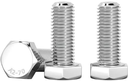 Drenky Tornillos Hexagonales M8, 10 Piezas Tornillo Acero Inoxidable A2 V2A Plata Pernos De Cabeza Hexagonal DIN 933 M8 X 16mm Para Construcción Metálica, Automotriz, Maquinaria