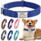 Personalised Dog Collar with Name Plate, Pet Collars with Engraved ID Metal Tag For Dogs, Adjustable Lightweight For Small Medium Large Pets (Blue-M)