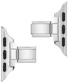 Italian Charm Bracelet Apple Watch Band Connectors Compatible for Apple Watch Strap Adapter Replacement Link Attachment for iWatch - SE,Series 4,5,6,7,8,9,10,Ultra Cases(44/45/46/49mm),Silver