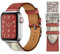 VZEXJIU Leather Bands Compatible with Apple Watch Band 42mm(Series 3) 44mm 45mm 46mm 49mm Genuine Leather Strap for iWatch Ultra 2/1 Series 10 9 8 7 6 5 4 3 SE Women Men,Red/White