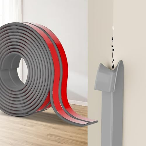 Hengrongshen Selbstklebend Kantenschutz Wand Leisten, TPE Flexible Weichsockelleiste Schneidbar Eckleiste Winkelprofil für Wände, Türen, Fenster, Bad, Ideal für DIY Renovierungen (Grau, 4cm x 8M)