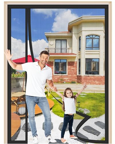 Ouverture Latérale Moustiquaire Porte Magnétique 215x220cm Rideau Maille de Porte Fenêtre Avec Aimants Rideaux Toile Insect Ecran Baie Vitree Coulissante pour Couloirs Balcon Porte Coulissante Noir