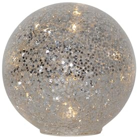 EGLO LED Dekoration zum Aufstellen Star Fall, Tischdeko Weihnachten | Weihnachtsdeko, Glas, Kunststoff in silber warmweiß, Ø 15 cm