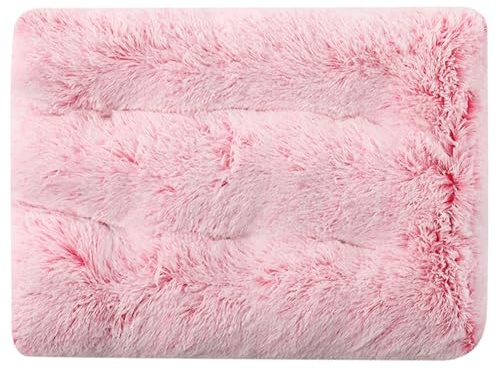 Hundebett Grosse Hunde waschbar Fluffy Wolke Hundekissen flauschig Hundematte für 2.5-40KG Hunde, Hundematratze wasserdicht abnehmbar rutschfest, beruhigendes Haustierbett,Pink 4,L 78*55 CM（<15KG）