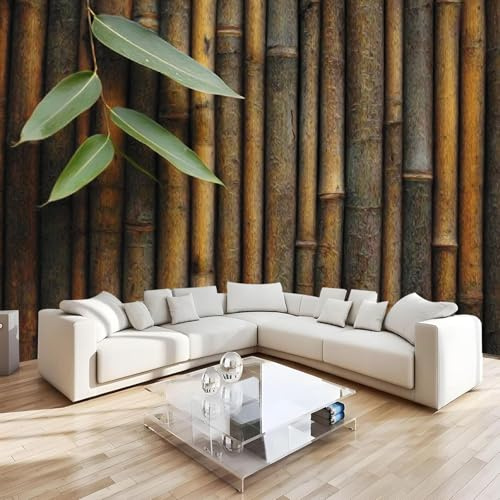 3D Fototapete Bambus Blätter 350x256 cm Vlies Tapete Landschaft Wohnzimmer Moderne Vliestapete XXL Wandtapete Fototapeten Bildtapete Wand Dekoration