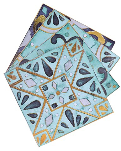 Antike Fliesenaufkleber, selbstklebende PVC-Aufkleber im Retro-Stil, 30 x 30 cm große Wand- und Bodenaufkleber für Küche, Badezimmer, 4 Packungen