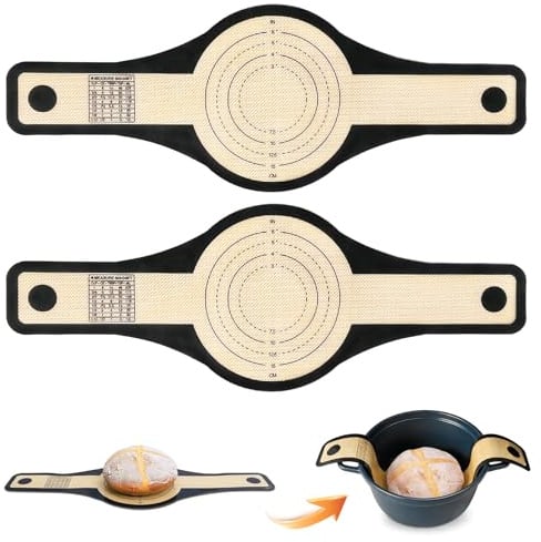 Soodyoow 2 PCS Silicone Bread Sling for Dutch Oven, Non Stick Reusable Bread Baking Mat, Reusable Bread Sling with Extra Wide, Bread Making Accessories Easy to Transfer Sourdough Bread