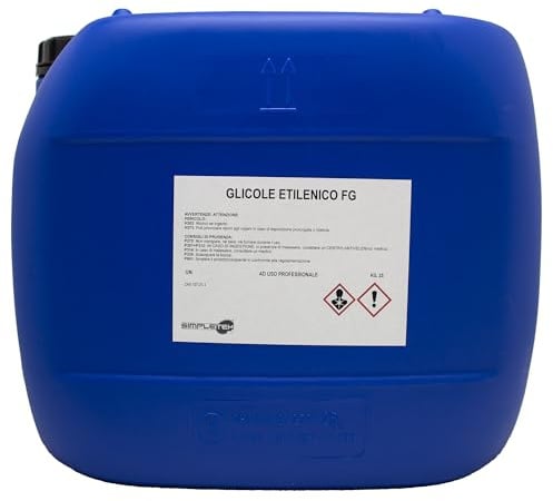 SIMPLETEK - Glicole Etilenico (Meg) 25 kg in Tanica | Grado Tecnico | Base per Antigelo e Fluido Termovettore | Uso Industriale