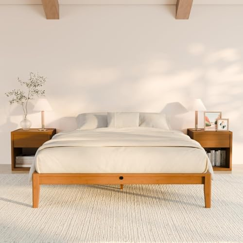 RECCI Bettgestell 160x200 aus massivem Bambus, Massivholzbett mit Steckverbindung, Modernes minimalistisches Bett, Geräuschlos, Werkzeuglose Montage, Bambus Natur