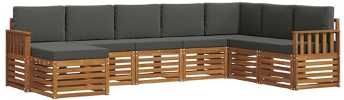 vidaXL Sofagarnituren 8 pcs Natur und Anthrazit Massivholz Akazie, Garten-Sofa, modernes Ecksofa, robuster Outdoor-Möbel für Terrasse und Lounge, Bequeme Sitzgarnitur