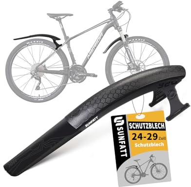 Fahrrad Schutzblech Mountainbike 24-29 Zoll Set [NICHT für V-Brakes] | Bohrungsfreie Kabelbinder-Montage Verstellbarer Spritzschutz (Vorne & Hinten) für MTB und E-Bike Robustes PVC