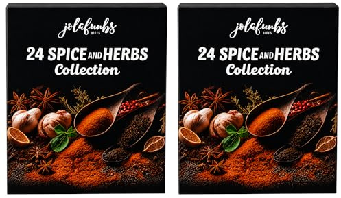 JOLAFUNBS Collection 24 Cooking Gourmet BBQ Grilling Steak Rubs - All Purpose Seasoning Herbs, Spices & Seasonings - Basil, Thyme, Italian Herbs & More Gift Ideas For House Warming Gifts New Home (2x)