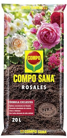 Compo Sana Rosales con 8 semanas de abono, Substrato de Cultivo, 20 L, 56x32x8 cm