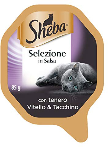 Sheba Auswahl in Sauce, Nassfutter für Katzen mit weichem Kalb & Truthahn, 22 Schalen à 85 g, insgesamt 1870 g