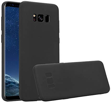 HSP Schwarze Hülle kompatibel mit Samsung Galaxy S8+ | Premium TPU Silikon Case | Geeignet für Induktives Laden | Kratzfest Stoßfest | Matte Oberfläche | Passgenaue, weiche, dünne Schutzhülle