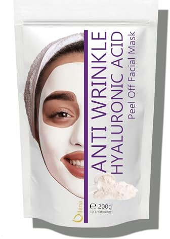 Alginate Peel-Off Feuchtigkeitspuder Maske, Mitesserentferner Gesichtsmaske Vegan, kein Abwaschen, Peeling und Porenreinigung 200 g + freie Dosis (Anti-Falten-Hyaluronsäure-Maske)