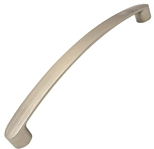Decoranddecor Merle - Bow Kitchen Cabinet Handles | Cabinet Door Handles - Cupboard Door Pulls - 128mm Hole Centre, Satin Nickel