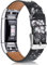 Wanme For Fitbit Charge 2 Strap Leather Straps, Classic Adjustable Replacement Straps with Metal Connectors for Fitbit Charge 2 (03 Grey Flower, 5.5 - 8.1)