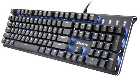 irocks Teclado mecánico iluminado K75M, 104 teclas, con interruptores Cherry MX, teclas PBT, luz LED retroiluminada y teclas de acceso directo, luz programable y grabadora macro (interruptor Cherry