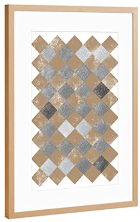 artboxONE Poster mit Rahmen Kupfer 45x30 cm Gold and Grey Pattern von Sasha Lend - gerahmtes Poster