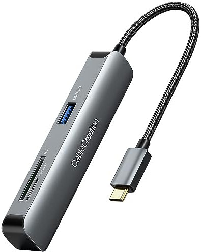 USB C Hub HDMI, USB-C Hub, CableCreation USB Hub, 2 USB 3.0, 1 HDMI 4K Adapter, SD/Micro SD-Kartenleser Docking Station für MacBook Pro/Air/M1für iPad Pro/Surface/XPS/Pixelbook Aluminiumgehäuse