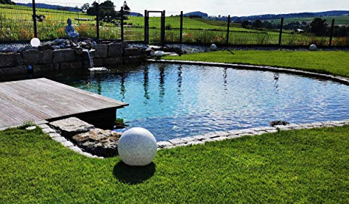 Trango 1er Set 500G IP65 Gartenkugel 50cm ? in Granitstein-Optik *NATURE* inkl. ca. 5 Meter IP44 Kabel mit 1x E27 Fassung, Kugelleuchte, Gartenleuchte, Leuchtkugel, Außenleuchte ohne Leuchtmittel
