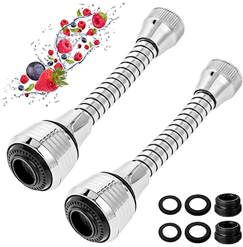 2Pcs Kitchen Faucet Extender Universal Faucet Spray Head 360° Swivel Adjustable Nozzle Spout for Home Sink Bathroom Kitchen Tap Nozzle Filter Adapter Accessories
