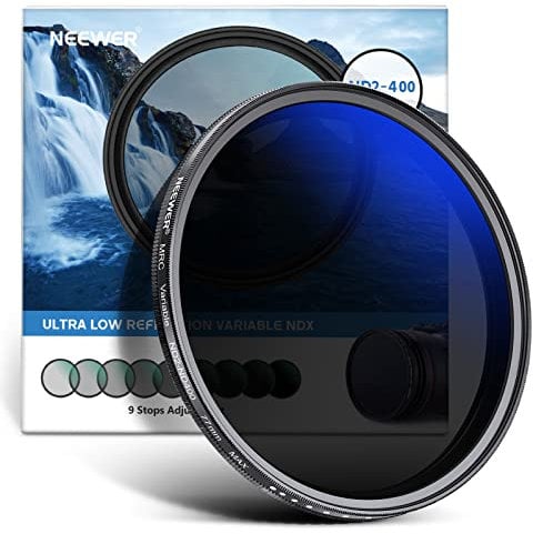 NEEWER ND2-ND400 Filtro ND variabile 77 mm (1-9 fermati) con rivestimento multistrato, impermeabile, antigraffio, ultra sottile e variabile, filtro grigio