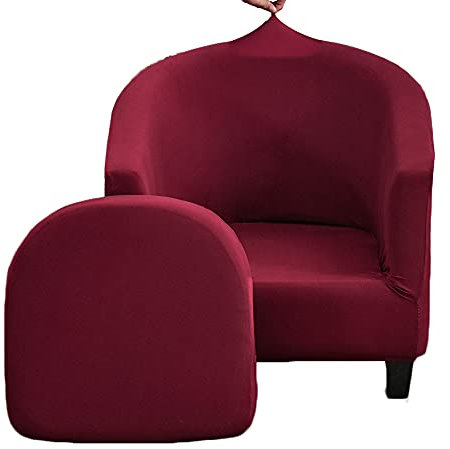 FANSU Sesselschoner Sesselbezug Einfarbig Sofabezug, 2-Teilige Stretch Tub Chairs Sesselhussen mit Armlehne, Sesselüberwurf für Clubsessel Loungesessel Cocktailsessel (Ocker)