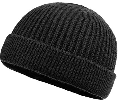 CLAPE Wool Fisherman Beanie Docker Mütze Fischermütze Trawler Winter Beanie Hat Ribbed Strickmütze Rollmütze für Herren Damen