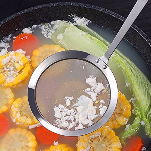 3 Stück Schaumlöffel (klein, mittel, groß), Edelstahl-Spinnensieb, Skimmerlöffel, Fett, feines Netz, Schaumlöffel, Schaumlöffel zum Kochen, Braten, Schaumstoff, Sauciere