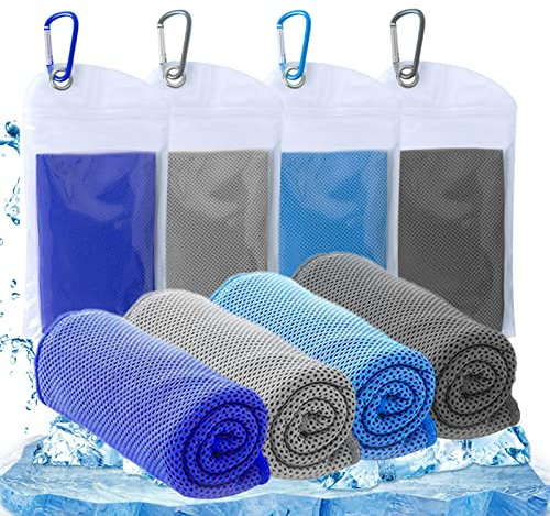 SZELAM Kühlendes Handtuch,EIS-Handtuch,4 Packungen weiches, atmungsaktives,kühles Handtuch,Mikrofaser-Handtuch für Yoga, Fitnessstudio,Training,Sport,Fitness,Laufen,Camping,Wandern(40 x 12)