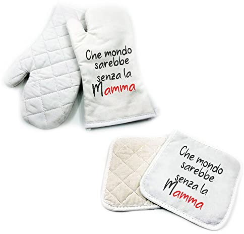 Set da Cucina Guanto da Forno e Presina Festa della Mamma Personalizzato Idea Regalo Speciale Compleanno Natale per la Mamma Cucina Amore Famiglia