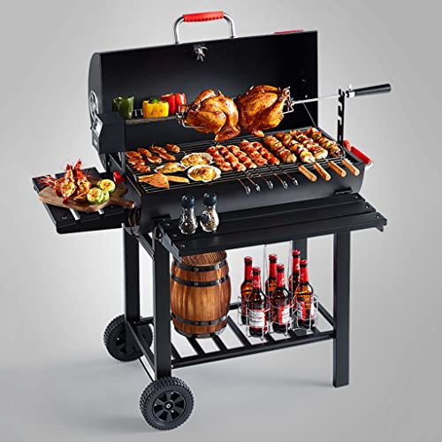 Charbon Grill en Plein air Un Barbecue Fumeur Pique-Nique Camping Patio Cuisine Cuisine, Convient à 8-10 Personnes, Barbecue Wagon (Color : Black, Size : 115 * 45 * 126cm)