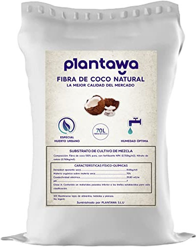 PLANTAWA Fibra de Coco Natural 70L | Sustrato para Plantas y Terrarios | Coco Sostenible Natural y Nutritivo | Retiene Humedad y Mejora Aireación