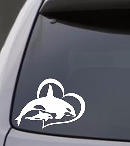 myrockshirt Orca Herz Herzschlag Orcas Wale Killerwal Mami Baby 15 cm Aufkleber Autoaufkleber JDM Sticker Decal frei Farbwahl Profi Qualität