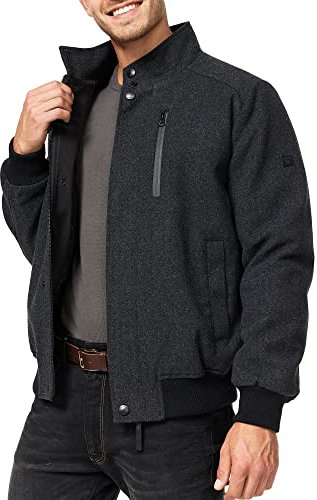 Indicode Herren Bob Winterjacke aus 50% Wolle | Herrenjacke Jacke Männer Mini Herringbone Black, XXL
