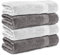Komfortec 4er Handtücher 50x100 cm Set aus 100% Baumwolle, Frottee, Weich, Anthrazit Grau/Weiß