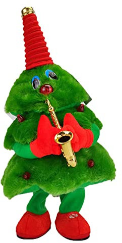 YJZQ 13.7 Zoll Tanzender Weihnachtsbaum Singende Weihnachtsbäume Plüsch Weihnachten Dekoration Musik LED Leuchtender Singender Tanzender Plüsch Tannenbaum Deko Kinder Weihnachtsspielzeug