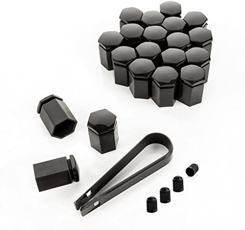 LST 20x Sechskant Felgen Radschraube Abdeckkappen Kappen Set 17 mm schwarz lang