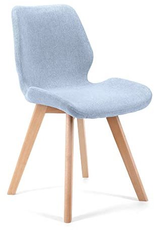 ADGO Stoff gepolsterte Stuhl Satz von 4 Stück 45,5x82,5x53 cm skandinavischen Stil Stühle für Küche, Zimmer, Wohnzimmer, Esszimmer gepolsterten Stuhl Holzbeine(Versand in 2 Paketen) (Blau)
