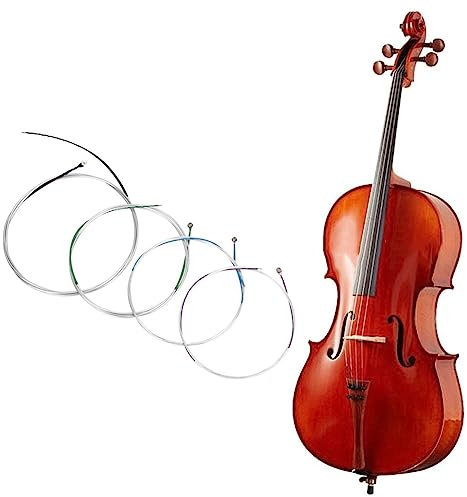 HDYNUZ 4/4-Cello-Saiten, Silberne Instrumentensaiten-Ersatz-C-G-D-A-Cello-Saiten-Set für 4/4-Musikinstrumente in voller Größe