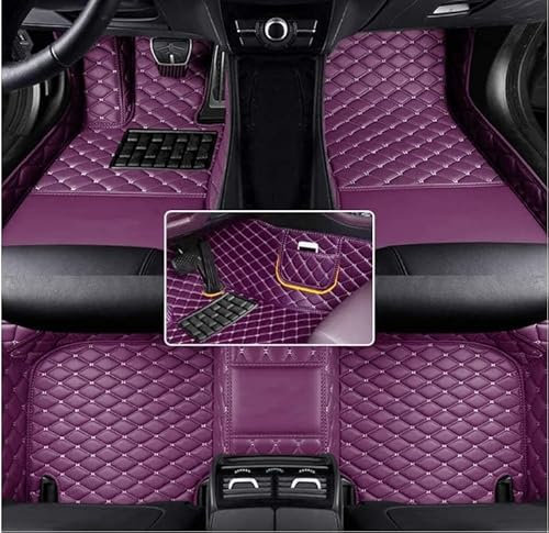Nsgdda Nach Maß Auto Fußmatten Auto Matte Anpassbare 98% Auto Modell PU Leder voller bedeckter Schutz Advanced Performance Liners (Lila)
