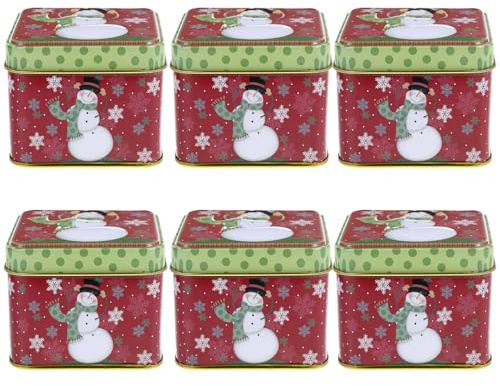 BESTonZON 6 Stück Weihnachts-Blechdose, Weihnachts-Plätzchendosen aus Weißblech mit Weihnachtsmann, Metall Keksdosen Plätzchendosen, Weihnachts-Blechdose zur Aufbewahrung von Süßigkeiten