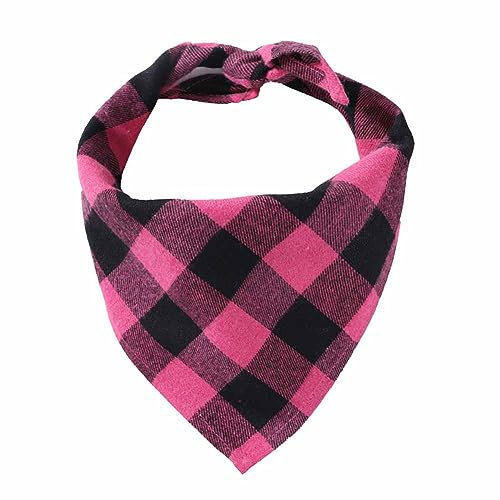 SHTGOI 2 Stück Hundehalstuch Klassisches Kariertes Halstuch Baumwolle Bandanas Einstellbares Hund Dreieckstuch Hunde-Taschentücher Schal für Kleine Mittelgroße Hunde Katzen Haustiere Rose L