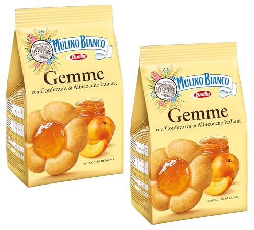 Mulino Bianco Gemme 200g Italian Biscoti Cookies | Soft Shortbread Pastries Biscuits | GMO & Palm Oil Free | Filled with Creamy Chocolate | Icon of Taste and Goodness (Gemme 200g, 2 Pack)
