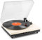 Audizio RP113C Plattenspieler Bluetooth mit Lautsprecher, Schallplattenspieler Bluetooth, Riemenantrieb, USB, AUX, Line-Out, Vinyl-MP3-Converter, 33 1/3, 45, 78 RPM, inkl. Staubschutzhülle - Weiß